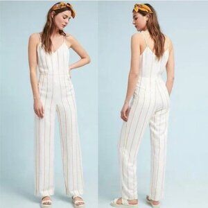 ANTHROPOLOGIE The Essential White Stripped Jumpsuit Size Small (Size 2)